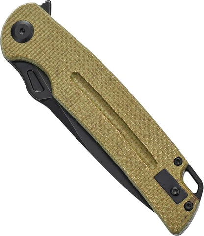 Sitivien ST137 Folding Knife,D2 Satin Blade,Micarta Handle EDC Tool Knife for Outdoor Hiking Camping Fishing(Green)