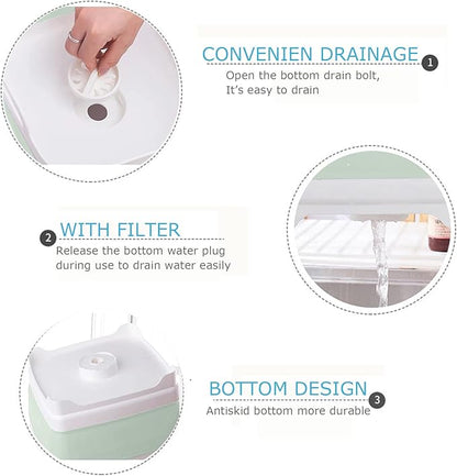 Dishpan for Washing Dishes,9L Collapsible Dish Tub Portable Sink,Wash Dish Basin,Foldable Laundry Tub,Washing Basin with Drain Plug,Dishpan for Kitchen Sink,Camping Dish Washing Tub,Green