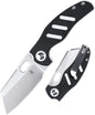 Kizer C01c(Mini) EDC Sheepdog Pocket Knife, Black White G10 Handle 154CM Steel Folding Knife for Men, Survival Knives with Thumb Hole Opener, EDC Hunting Knives for Outdoor, Camping, V3488C7