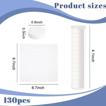 MCPINKY Compressed Towels, 130PCS Travel Hiking Toilet paper Portable Washcloth with Tube Containers Camping Wipes for Home Beauty Outdoors Hiking