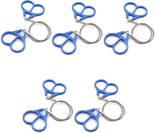 5 Pcs Survival Wire Saw Outdoor Emergency, Stainless Steel Mini Hand Pocket Saws Serrated Cutting Cable for Camping, Backpacking Gear, Hunting, Hiking, Cutting(Silver with Plastic Handle)