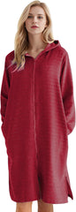 Weecreeture Hooded Towel Poncho with Zipper and Pocket, Surf Poncho for Men and Women, Beach Bath Changing Robe Cover Up Red L