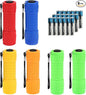 6-Pack Small Mini Flashlight Set, 5 Colors, COB LED Handheld flashlight with Lanyard,18-Pack AAA Battery Included for Kids/Night Reading/Party/Camping/Emergency/Hunting