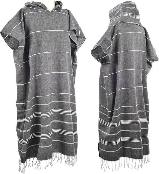 1pcs Large Turkish Cotton Poncho Towel Surf Poncho Changing Towel Robe with Hood and Front Pocket Absorbent Wearable Towel Hooded Beach Towel for Adult Man Women Surf Beach Pool and Swim (pink, L)