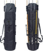 DONQL Fishing Rod Bags Outdoor Fishing Pole Holders Multifunction Camping Portable Canvas Backpack Case Fish Rod Storage Bag Fishing Rod Case Holding 5 Poles & Fishing Tackles (Black)