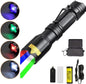 4 Color in 1 Rechargeable Flashlight,50000 Lumens Red White Blue Green Light LED Flashlights Zoomable Waterproof Multicolor Tactical Torch for Night Vision Fishing Camping Hiking