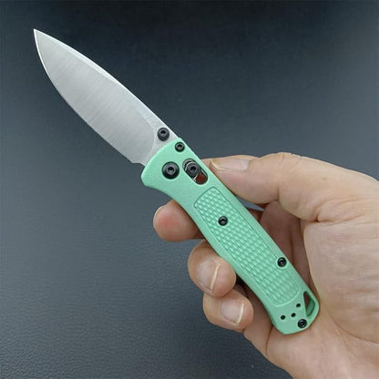 6.5In Thumb Mini Folding Pocket Knife, EDC Lightweight Manual Studs Open Stain Blade Plain Edge Fiberglass Handle With Belt Clip, Axis Lock,Gift for Man (Green)