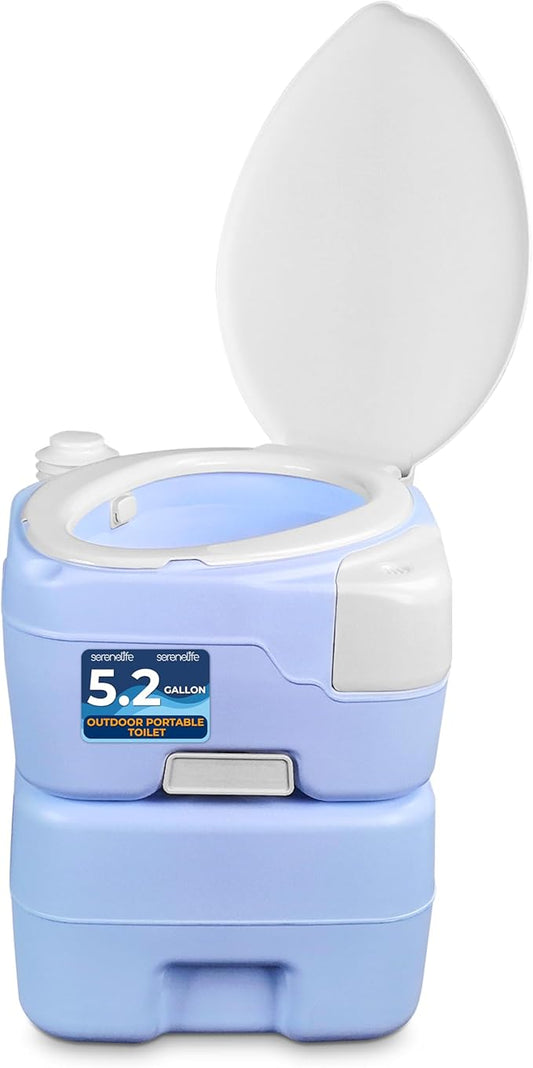 SereneLife 20L Portable Camping Toilet, 120 Flushes, Leak-Proof, Made from Durable PE Material, Detachable Waste Tank with Hand Sprayer and Phone Holder, Ideal for On-the-Go Recreational Activities
