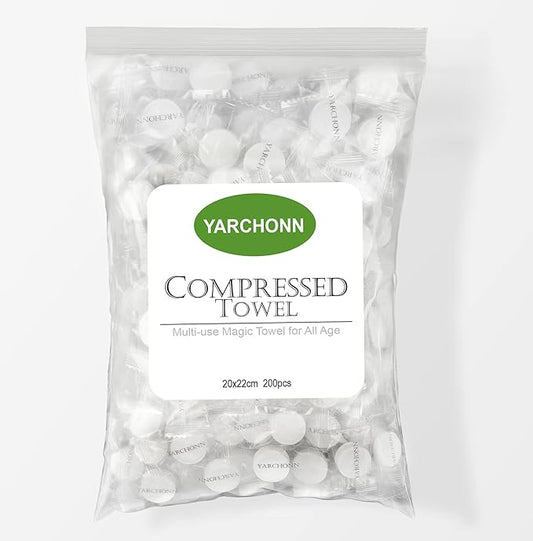 200pcs Compressed Face Towel Coin Size, Hand Towels Portable Compact Disposable Cotton Wipes Tissues Handy for Outdoor Hiking Camping Traveling, Home Wipes