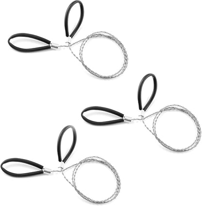 3 Pack Stainless Steel Wire Saw Emergency Saw Kit, Camping Wire Saw Mini Backpacking Saw, Cable Cutting String Bone Rope Saw, Travel Chainsaw for Wood Cutting Hiking Hunting (Wire Handle)