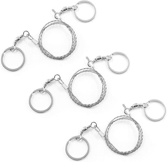 3 Pack Stainless Steel Wire Saw Emergency Saw Kit, Camping Wire Saw Mini Backpacking Saw, Cable Cutting String Bone Rope Saw, Travel Chainsaw for Wood Cutting Hiking Hunting (Ring Handle)