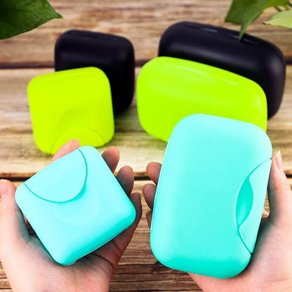 2 Pcs Plastic Soap Case Holder Container Box Home Outdoor Hiking Camping Travel Blue & Clear
