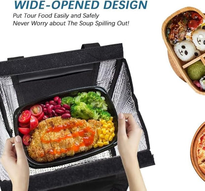 iknoe Lunch Bag Insulated Lunch Bags for Women & Men,9L Reusable Lunch Tote, Portable Adult Thermal Large Lunch Cooler for Work Picnic Beach (PureBlack)