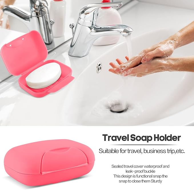 2 Pcs Plastic Soap Case Holder Container Box Home Outdoor Hiking Camping Travel Pink