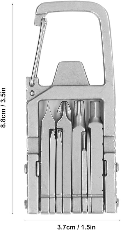 12 in 1 Keychain Multitool Screwdriver Bit Folding Multi Tool Bottle Opener Portable Pocket Tool for Outdoors Camping