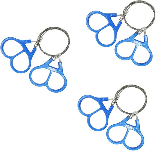 3X Wire Saw Stainless Steel Pocket Chainsaw Mini Saw Emergency Chainsaw Survival Kit Outdoor Tools(Blue)