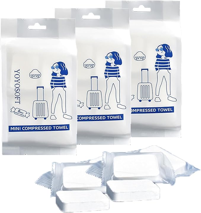 24pcs Cotton Plus Thickened Compressed Towel Mini Compressed Towel Disposable Portable Cleansing Wipe Face Wash Towel Reusable (Expand 9.9 x 11.8 inches)