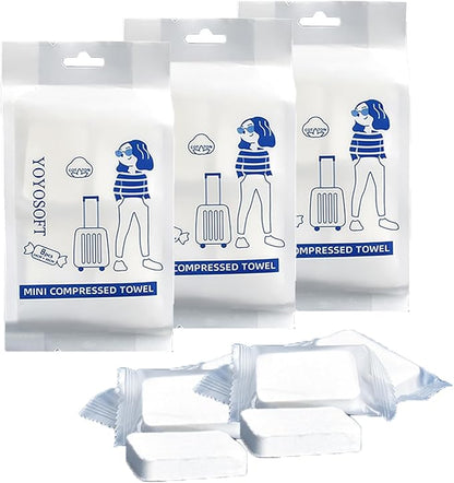 24pcs Cotton Plus Thickened Compressed Towel Mini Compressed Towel Disposable Portable Cleansing Wipe Face Wash Towel Reusable (Expand 9.9 x 11.8 inches)