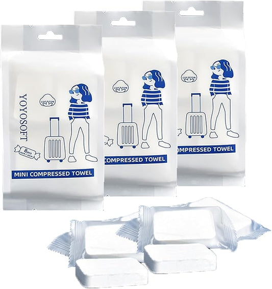 24pcs Cotton Plus Thickened Compressed Towel Mini Compressed Towel Disposable Portable Cleansing Wipe Face Wash Towel Reusable (Expand 9.9 x 11.8 inches)