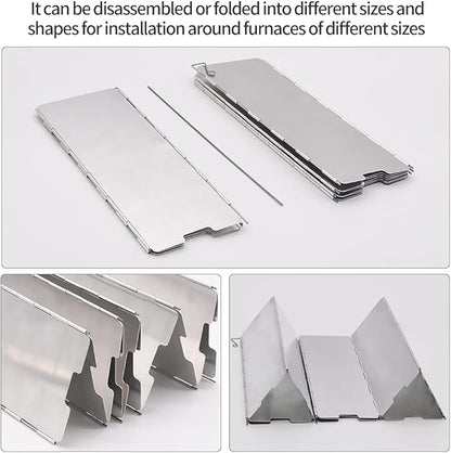 Stove Windscreen, 12 Plates Aluminum Stove Windshield with Drawstring Bag, for Camping, Butane Stoves(12 Plates)