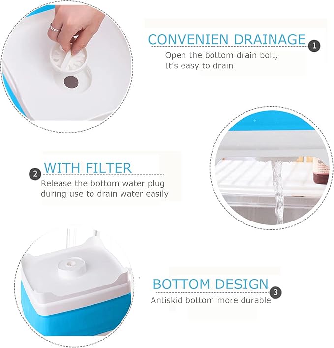 Dishpan for Washing Dishes,9L Collapsible Dish Tub Portable Sink,Wash Dish Basin,Foldable Laundry Tub,Washing Basin with Drain Plug,Dishpan for Kitchen Sink,Camping Dish Washing Tub,Blue