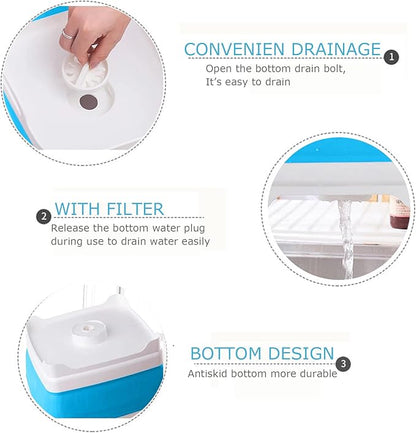 Dishpan for Washing Dishes,9L Collapsible Dish Tub Portable Sink,Wash Dish Basin,Foldable Laundry Tub,Washing Basin with Drain Plug,Dishpan for Kitchen Sink,Camping Dish Washing Tub,Blue