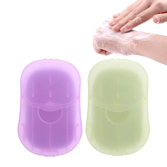 2 Packs (100 Sheets) Mini Portable Disposable Travel Paper Soap Sheets Foaming Hand Washing Bath Scented Paper Soap hand soap for Indoor, Outdoor, Travel, Camping Hiking