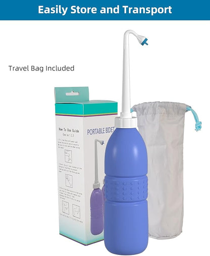 2 Pack Travel Bidet Bottle, Portable Bidet Sprayer Hand held Bidet 620ml for Personal Hygiene Care, On-The-Go Travel Bag Extra Long Pointed Nozzle Spray for Women, Baby and Elderly-Purple Bottle