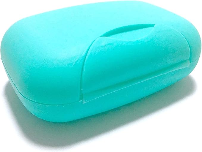 2 Pcs Plastic Soap Case Holder Container Box Home Outdoor Hiking Camping Travel Blue & Black