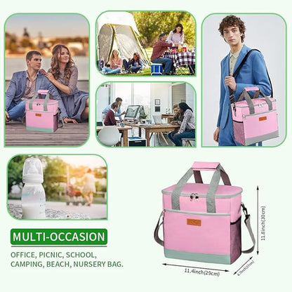 Iknoe Large Cooler Bag Collapsible 24 Can Insulated Bags Leakproof Lunch Cooler Tote with Multi-Pockets for Adult Insulated Thermal Bag for Beach, Picnic, Office Work