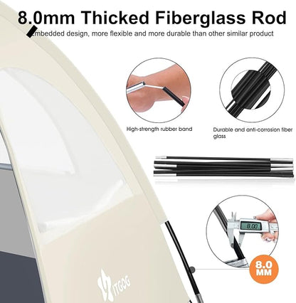 Beach Tent Sun Shelter for 3-4Person, Lightweight Beach Tent with UV Protection, 3 Mesh Roll Up Windows & 8.0mm Fiberglass, Easy Assemble