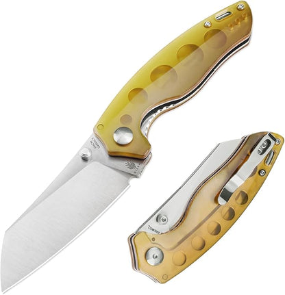 Kizer Towser K Pocket Knife, 3.39 Inches 154CM Steel Blade, Yellow PEI Handle, Folding Knife, EDC Knife, V4593C5