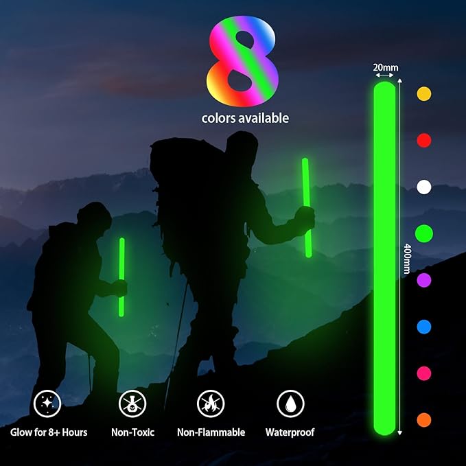 16 Inch Industry Grade Glow Sticks Bulk 5 PCS Bright Jumbo Light Sticks Glow in The Dark Emergency Huge Glow Sticks for Camping,Hiking,Hurricane, Earthquake, Survival Kit Accessories
