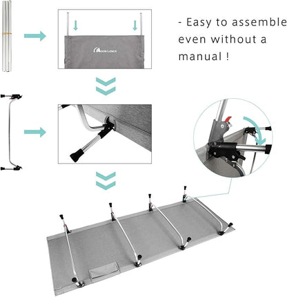 MOON LENCE Folding Camping Cot Outdoor Camping Bed Portable with Carry Bag Camp Cots for Adults for Hiking Backpacking Car Camping Outdoor Indoor Beach Use