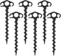 Tent Stakes Sand Stakes for Beach Tent 6 Pack Spiral Anchor Stakes 9.4 Inch Heavy Duty Screw Canopy Stakes for Camping, Hiking and More (6, Black)