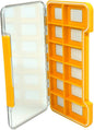 Aventik Waterproof Fly Fishing Boxes Supper Slim Transparent Plastic Easy Grip Foams Multi Magnetic Compartments Fishing Tackle Storage Trags 7.36"X4.02"X0.63"(Orange-H046L12C)