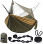 Sunyear Hammock Camping with Rain Fly Tarp and Net, Portable Camping Hammock Double Tree Hammock Outdoor Indoor Backpacking Travel & Survival, 2 Tree Straps,100% Waterproof