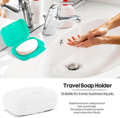2 Pcs Plastic Soap Case Holder Container Box Home Outdoor Hiking Camping Travel Blue & Clear