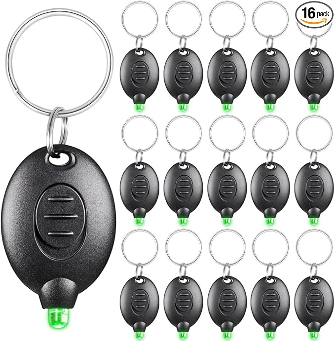 16 Pack Ultra Bright Green Light Keychain Flashlight, Mini Green LED Keychain Flashlight, Green Keychain Flashlight for Night Observation