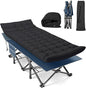Suteck Camping Cot, 32In XXL Folding Camping Cot Sleeping Bed for Adults 1200D Double Layer Oxford Cots for Camping W/Pilllow Mattress Carry Bag for Home Office Travel