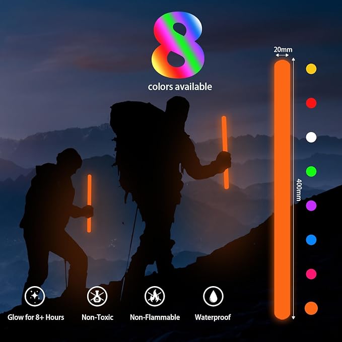 16 Inch Industry Grade Glow Sticks Bulk 5 PCS Bright Jumbo Light Sticks Glow in The Dark Emergency Huge Glow Sticks for Camping,Hiking,Hurricane, Earthquake, Survival Kit Accessories
