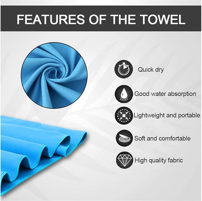 3Pack Quick Drying Soft Microfiber Towel, Sport Super Absorbent Bath Beach Towel Portable Gym Towel for Camping Swimming Running Yoga Golf Hiking Towel (Sky Blue)