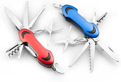 2 PCS Pack Foldable Pocket Swiss Style Army Knife, 12-in-1 Multitools Pocket Knife for Camping Hiking Multi Function Survival Tool