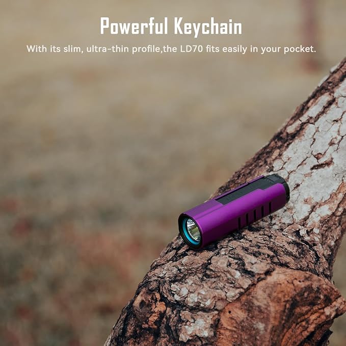 IMALENT LD70 Pocket EDC Flashlight, 4000 Lumens Compact Bright Powerful Flashlights with CREE XHP70.2 LED, Rechargeable Handheld Torch for Camping and Hiking (Purple)