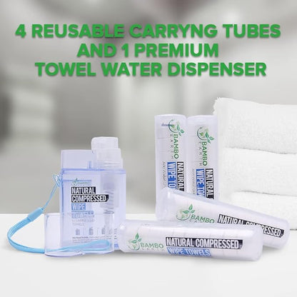 Compressed Towels Toilet Paper Tablets - Portable Compact Disposable Face Towel Wipes - Mini Coin Washcloth Tissues For Travel Camping Or Hiking + Reusable Water Tissue Dispenser (Cost Effective 500)