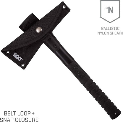 SOG FastHawk Polished Tomahawk - Tactical Axe with Sheath, Throwing Hatchet w/ Hammer Axe Edge for Competition Throwing, Camping, Hunting (F06PN-CP)