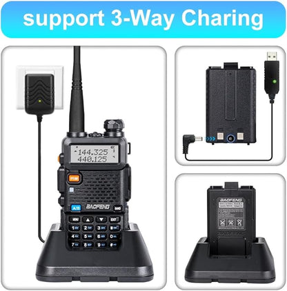 2 Pack BaoFeng UV-5R 8 Watt Ham Radio Handheld BaoFeng Radio with USB Charging Dual Band Ham Radio BaoFeng Walkie Talkie