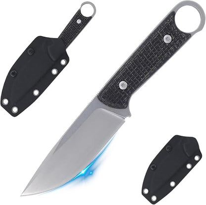3.38 Inches D2 Steel Fixed Blade Knife,with Kydex Sheaths,for Camping,Hunting,Outdoor Activities 1048A1, realbbh8