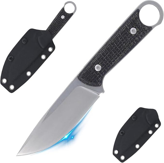 3.38 Inches D2 Steel Fixed Blade Knife,with Kydex Sheaths,for Camping,Hunting,Outdoor Activities 1048A1, realbbh8