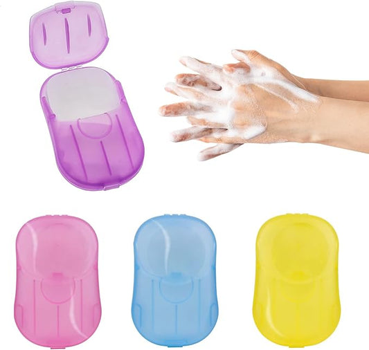4PCS Disposable Hand Washing Paper Soap Sheets, Mini Portable Cleaning Paper Soap Tablet, Suitable for Travelling Outdoor Camping Carrying(80 Sheets)